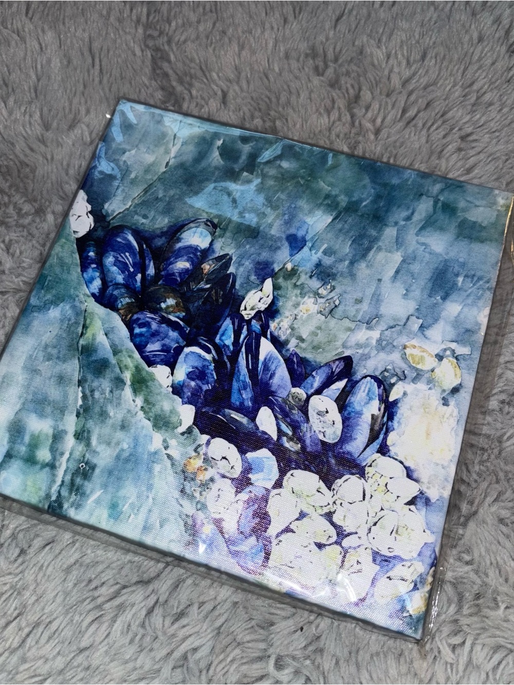 NWT Blue Floral Abstract Canvas Wall Art